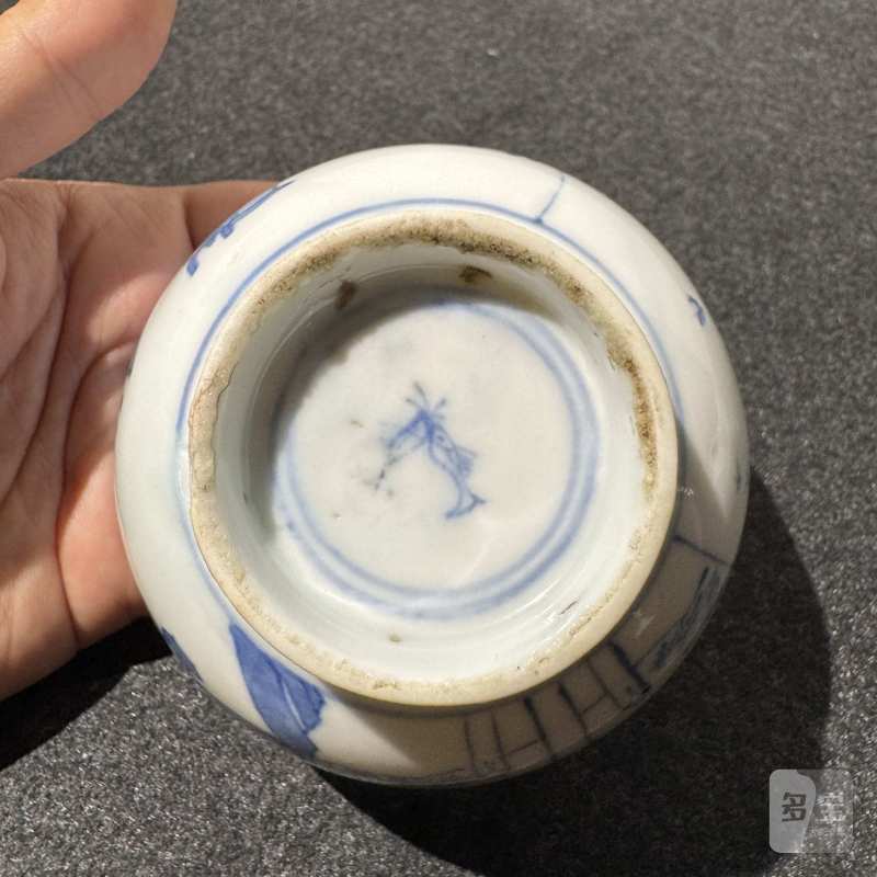 清康熙 青花人物故事诗文碗一对 - 图14